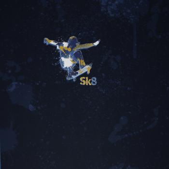 Preview: French Terry Sk8 Skater Panel ca. 80 cm Blau by Lycklig Design von Swafing